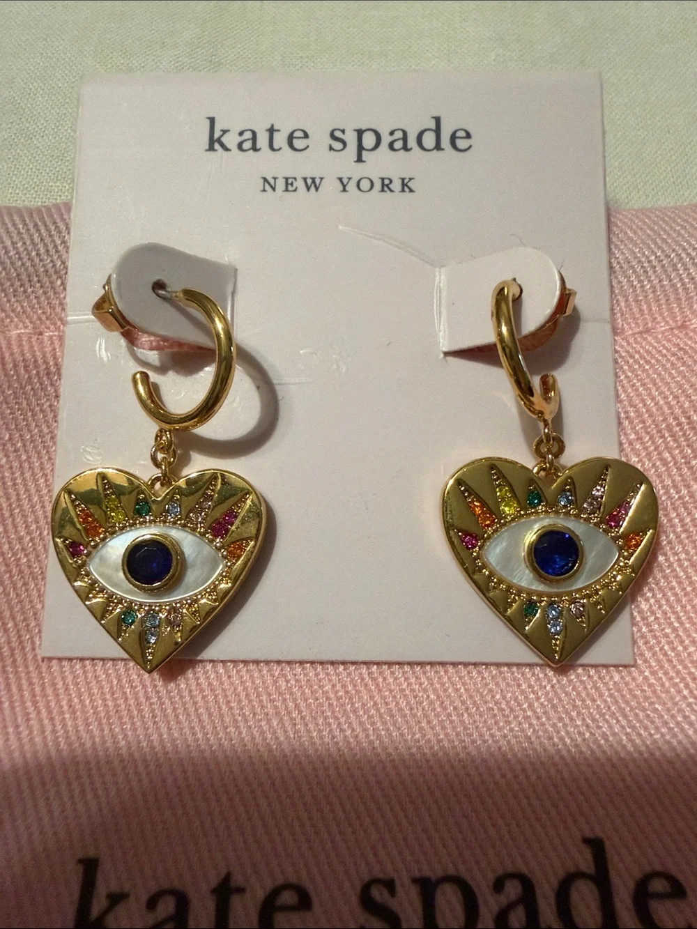 kate spade Gold Heart Eye Drop Earrings